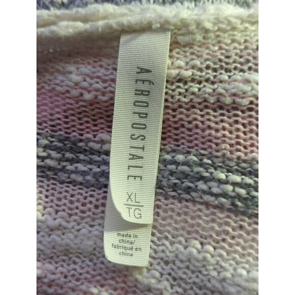 Aeropostale Duster Sweater Juniors XL Striped Lightweight Long Pink White‎ Gray - Picture 8 of 13